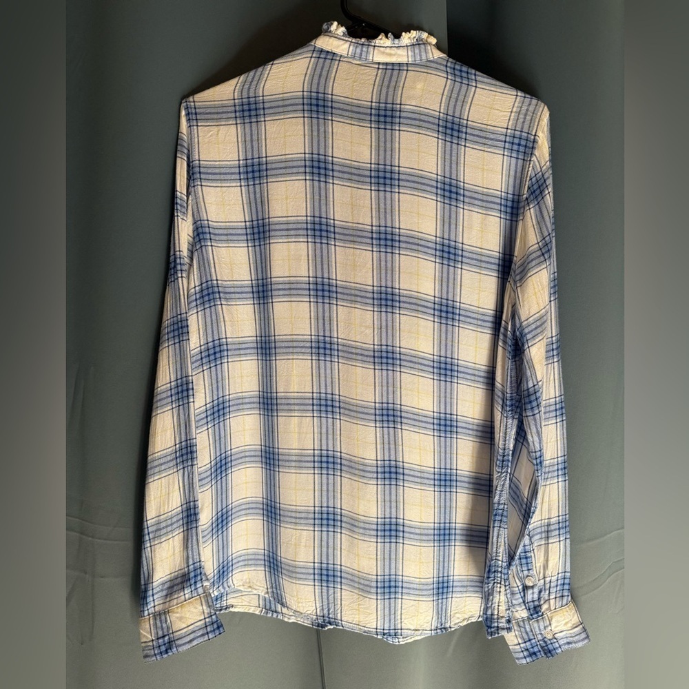 Mason Jules Plaid Cobalt Glaze Shirt - Size Large - Picture 2 of 3